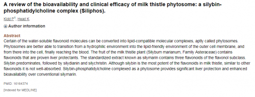 Nghiên cứu đánh giá sinh khả dụng và hiệu quả lâm sàng của hợp chất phytosome trong cây kế sữa: silybin phosphatidylcholine complex.